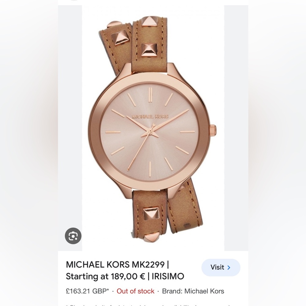 Michael Kors watch, rose gold with brown leather
